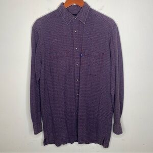 Vintage Levi's Jeanswear 1998 Medium Red and Blue Textured Shirt with Pockets